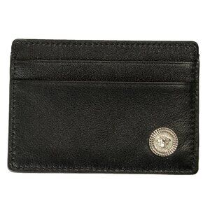 Versace Black 100% Leather Silver Medusa Head Card Case Holder